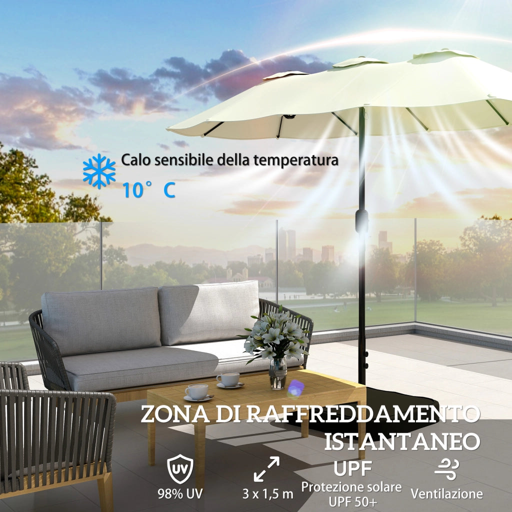 Ombrellone da giardino 12 stecche ¨C Minimal ¨C beige 3x1.5 m