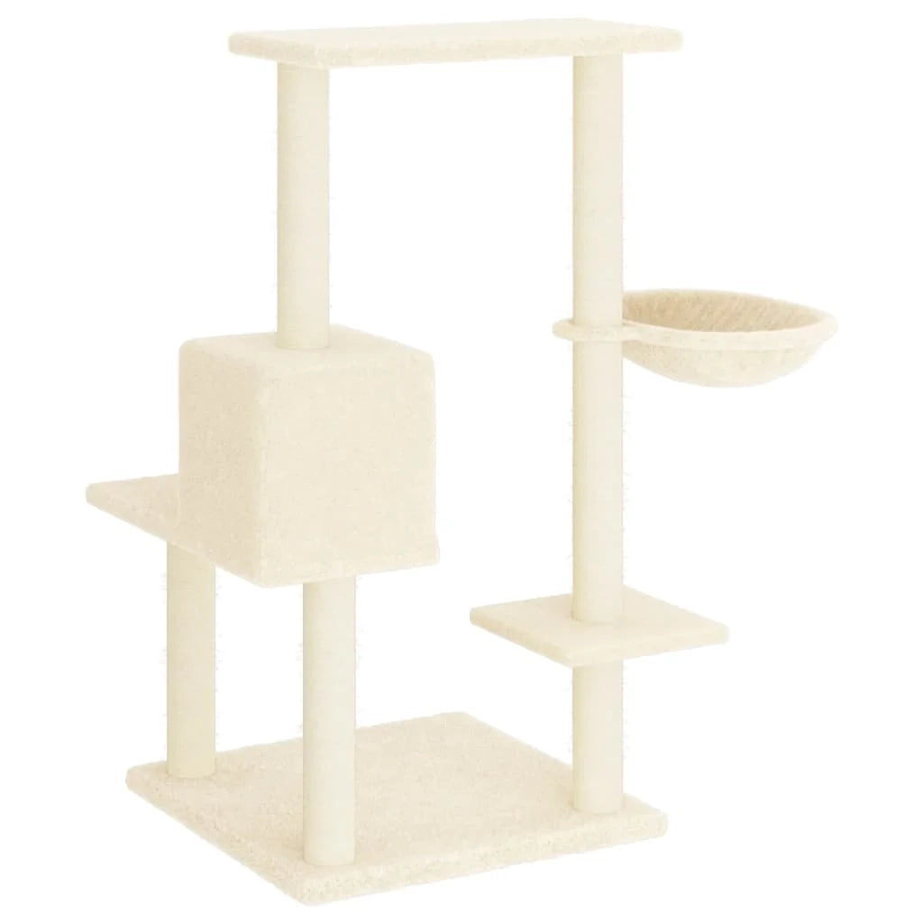Tiragraffi per gatti torre per arrampicata giocattolo piattaforma per arrampicata con tiragraffi in sisal 95 cm crema 02_0022535