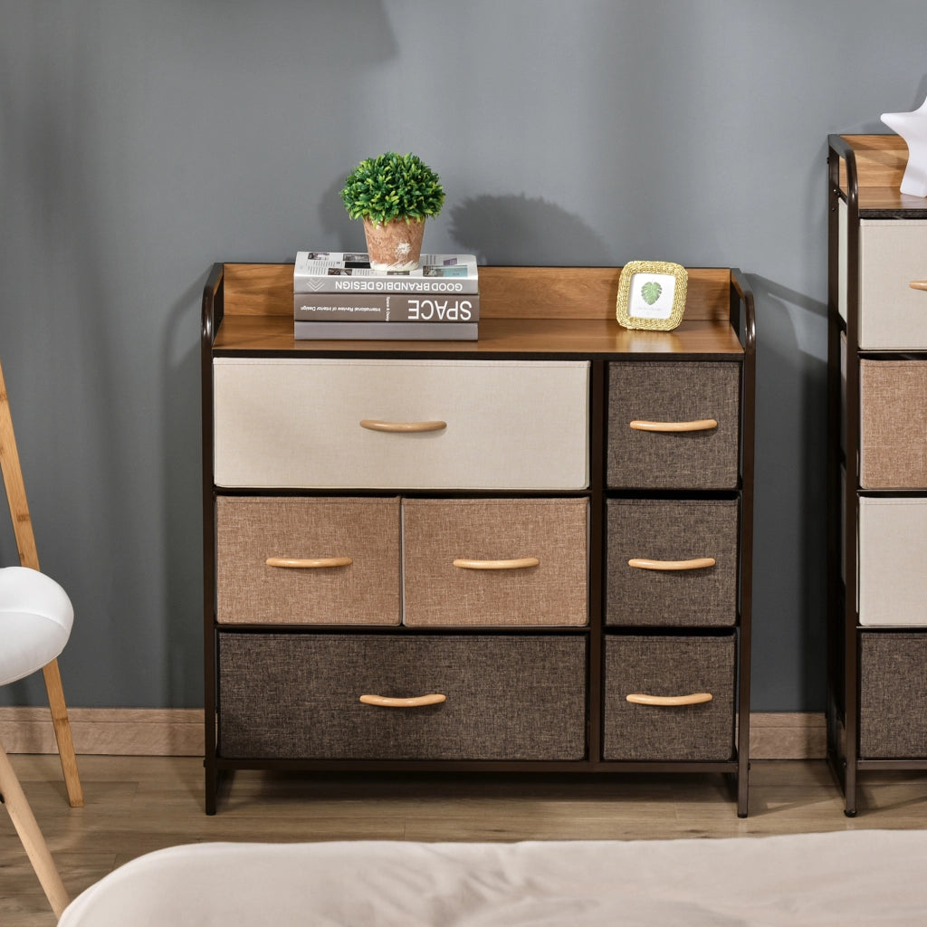 Cassettiera 7 Cassetti ¨C Xylo ¨C Tessuto e MDF, Multicolore 80x29x78.5cm