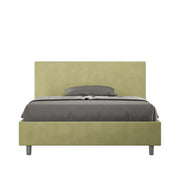 Letto matrimoniale francese contenitore imbottito 140x210 microfibra tè verde Adele