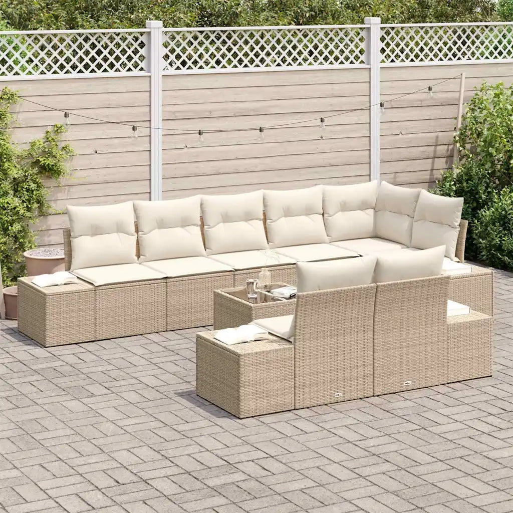 Set Divano da Giardino Beige e Crema Poly Rattan 3355790