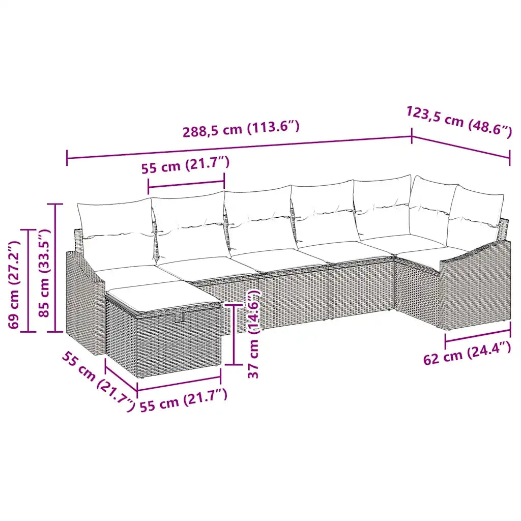 Set di divani con cuscino con archiviazione Nero polyrattan 3359302