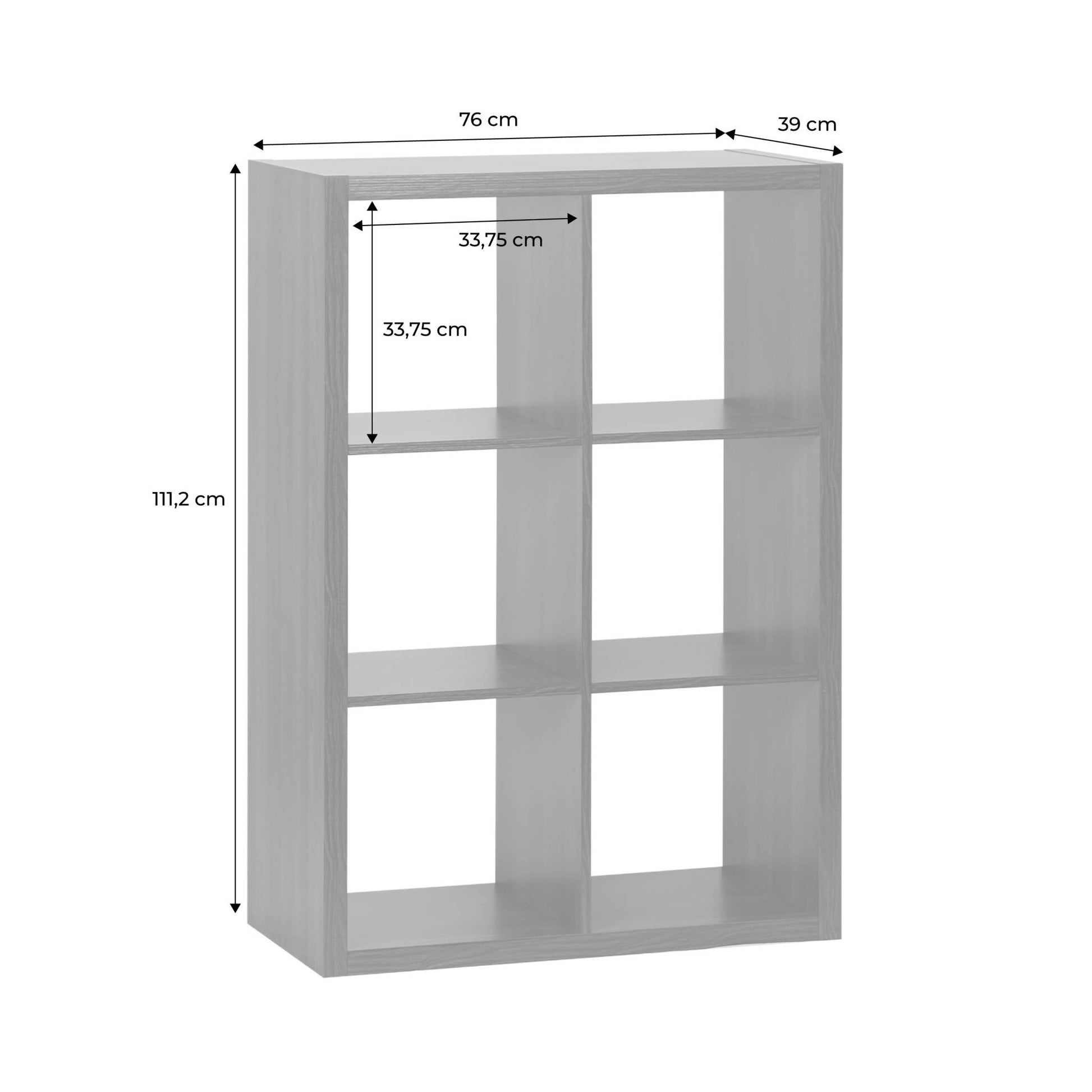 Libreria a 2 livelli con 6 scomparti, marrone