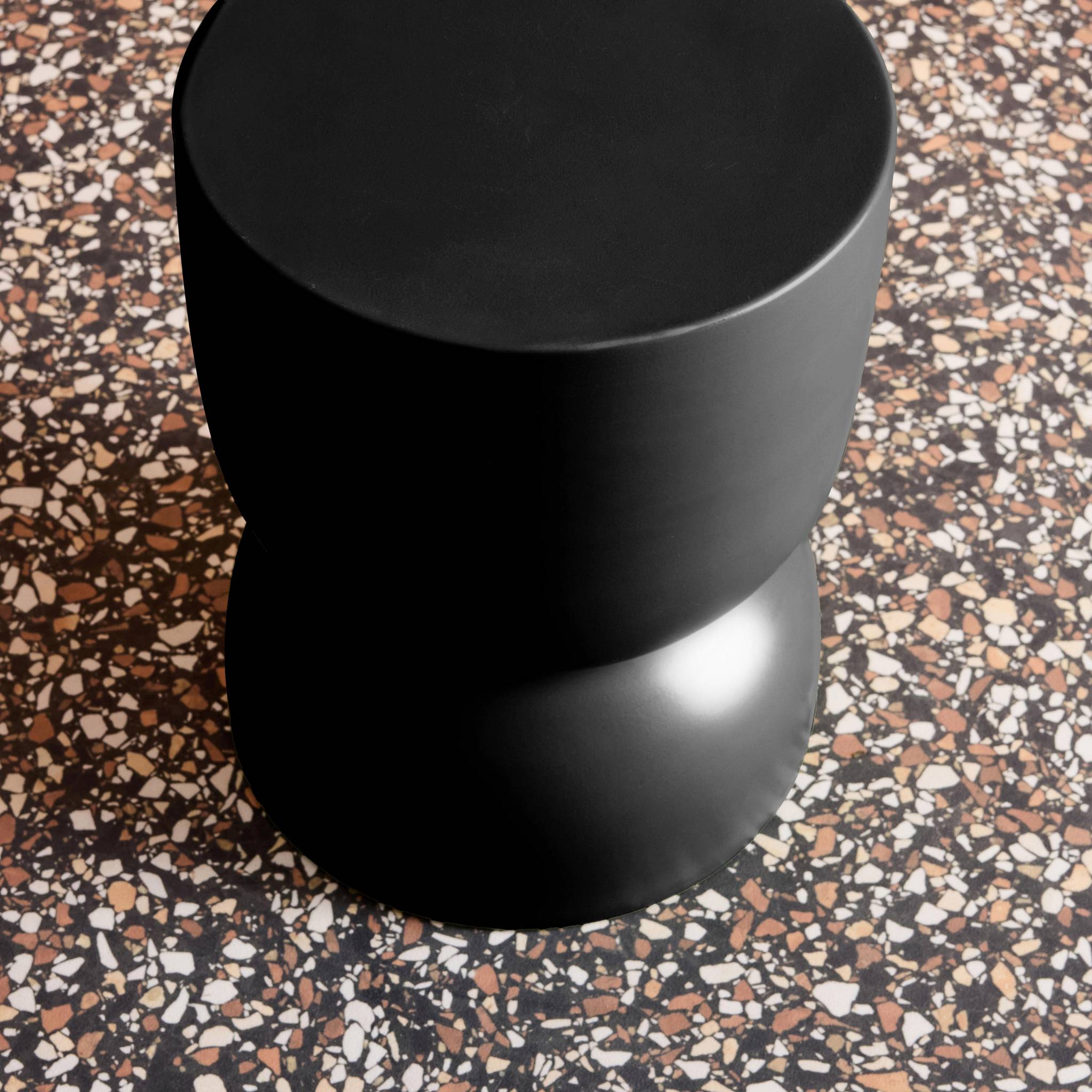 Tavolino, lato divano, comodino metallo, 42cm, nero