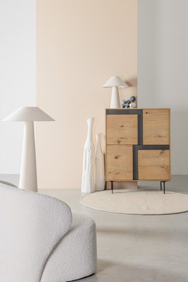 Lampada tavolo crema D.38x46h in tessuto