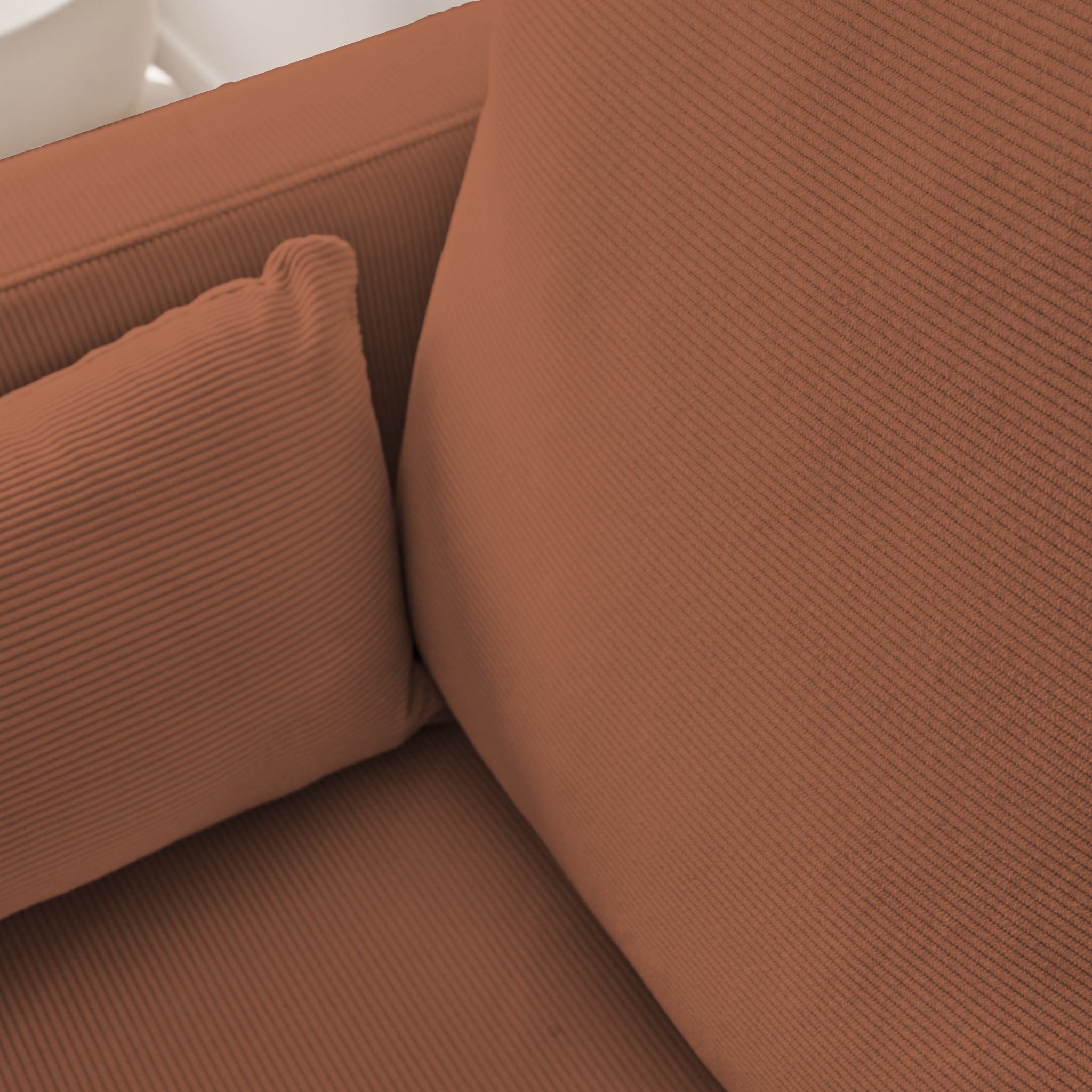 Divano in velluto a coste con gambe in metallo, 2 posti, terracotta