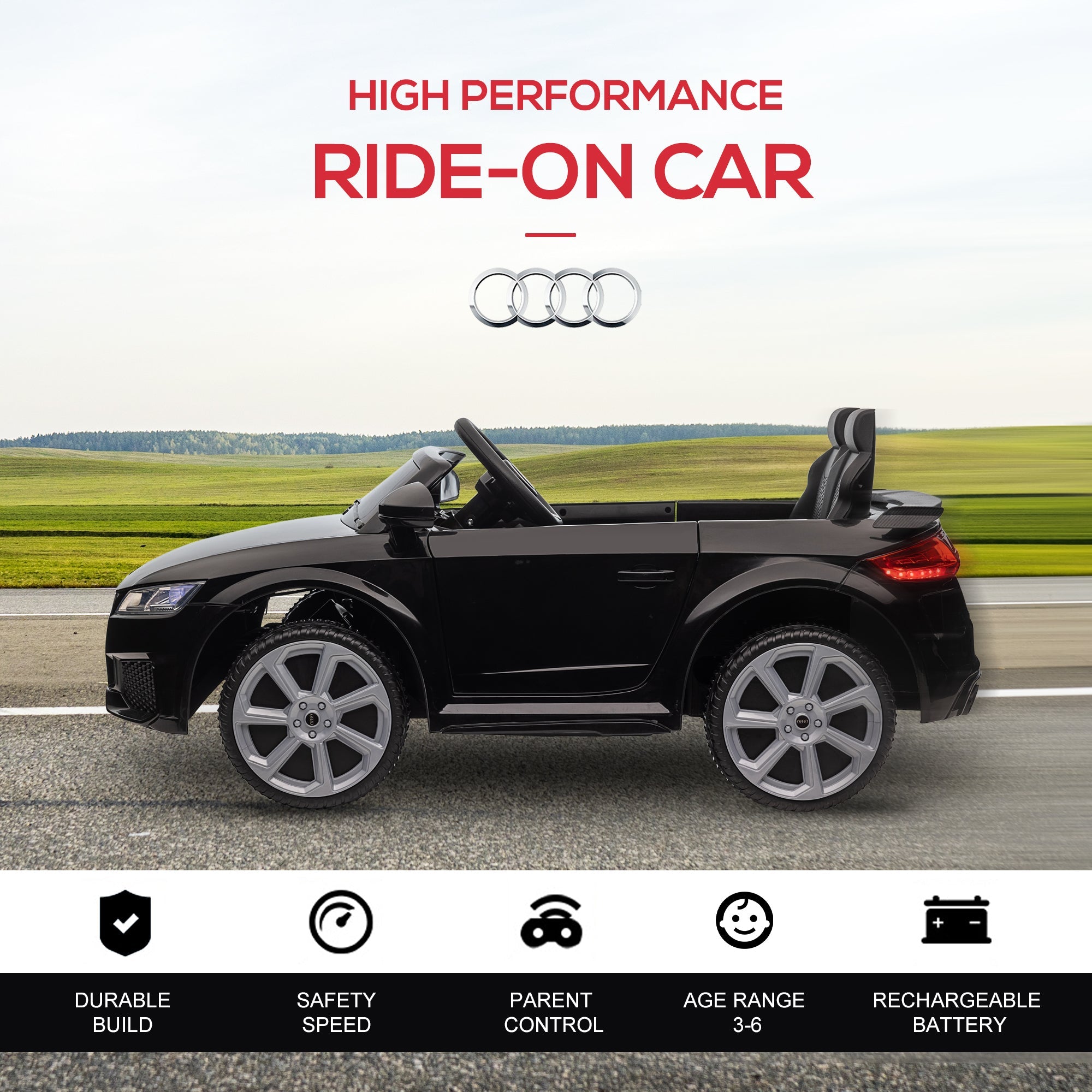 Macchina Elettrica per Bambini 12V con Licenza Audi TT Nero