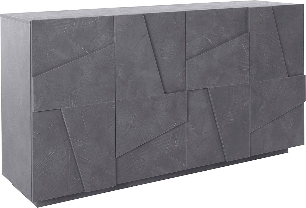 Madia moderna con 4 ante dal disegno geometrico Ardesia, ZTCA23055449