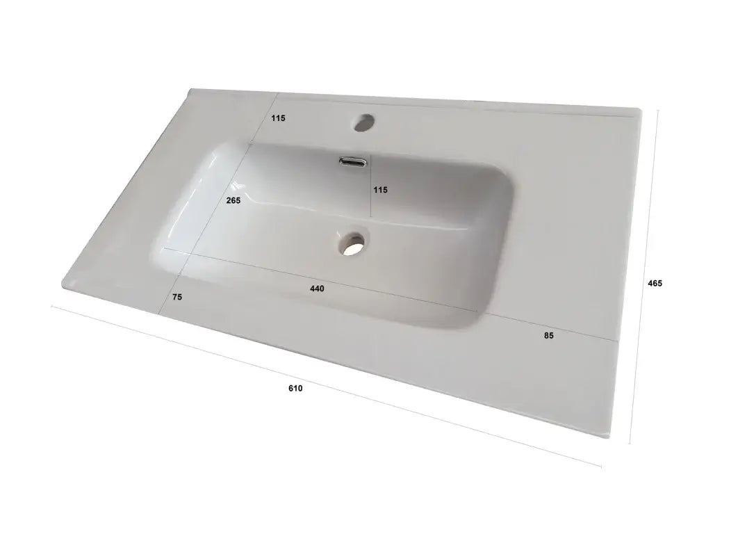 Mobile Bagno 60cm Sospeso Con Cassetto, Vano E Specchio - Testa di Moro