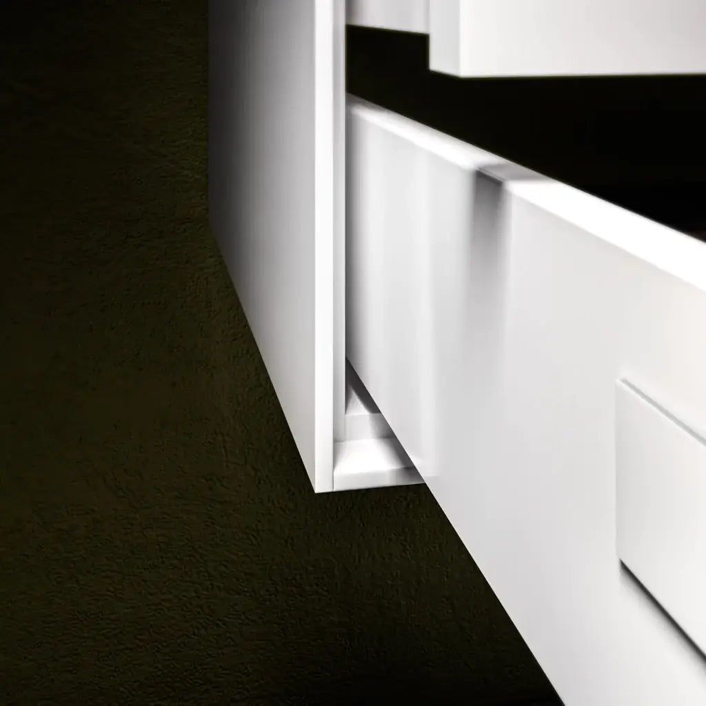 Composizione Mobile Bagno 70cm Sospeso Due Cassetti e Specchio - Bianco Opaco