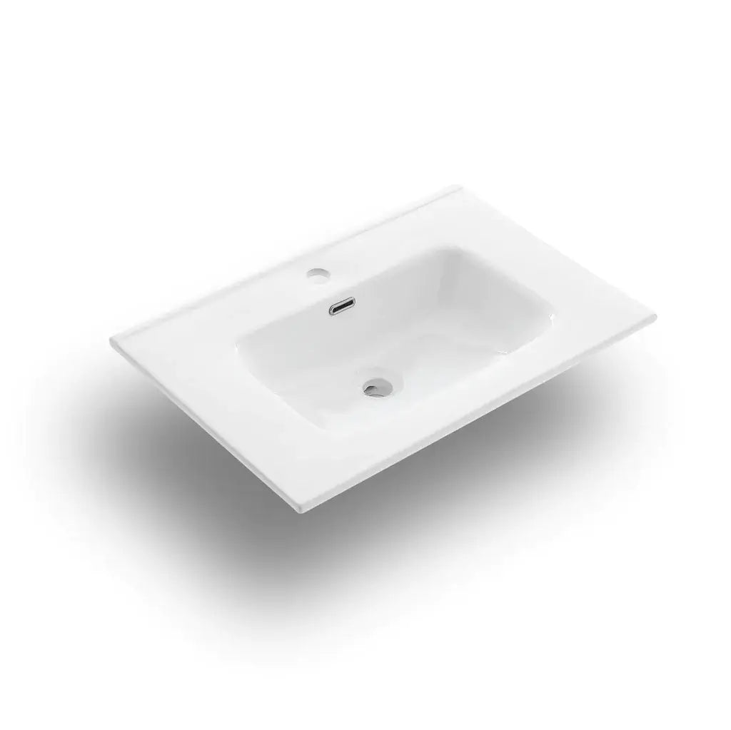 Mobile Bagno 60cm Sospeso Due Cassetti e Specchio - Rovere Miele