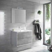 Mobile Bagno 60cm Sospeso Due Cassetti e Specchio - Cemento