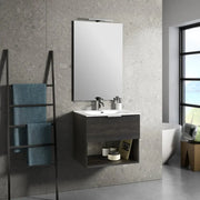 Mobile Bagno 60cm Sospeso Con Cassetto, Vano E Specchio - Testa di Moro