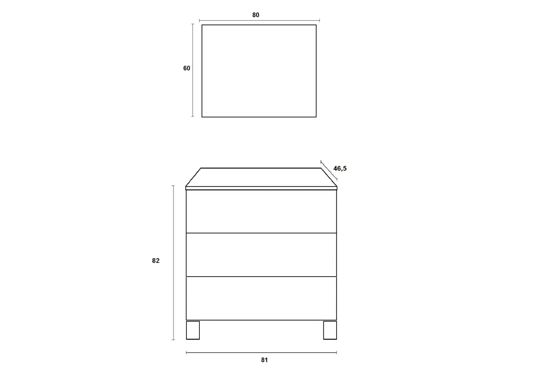 Composizione Mobile Bagno 80cm a Terra Con Tre Cassetti e Specchio - Sherwood