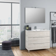 Composizione Mobile Bagno 80cm a Terra Con Tre Cassetti e Specchio - Sherwood