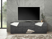 Mobile porta Tv con 3 ante e specchi Grigio lucido, ZLCMADPT-G