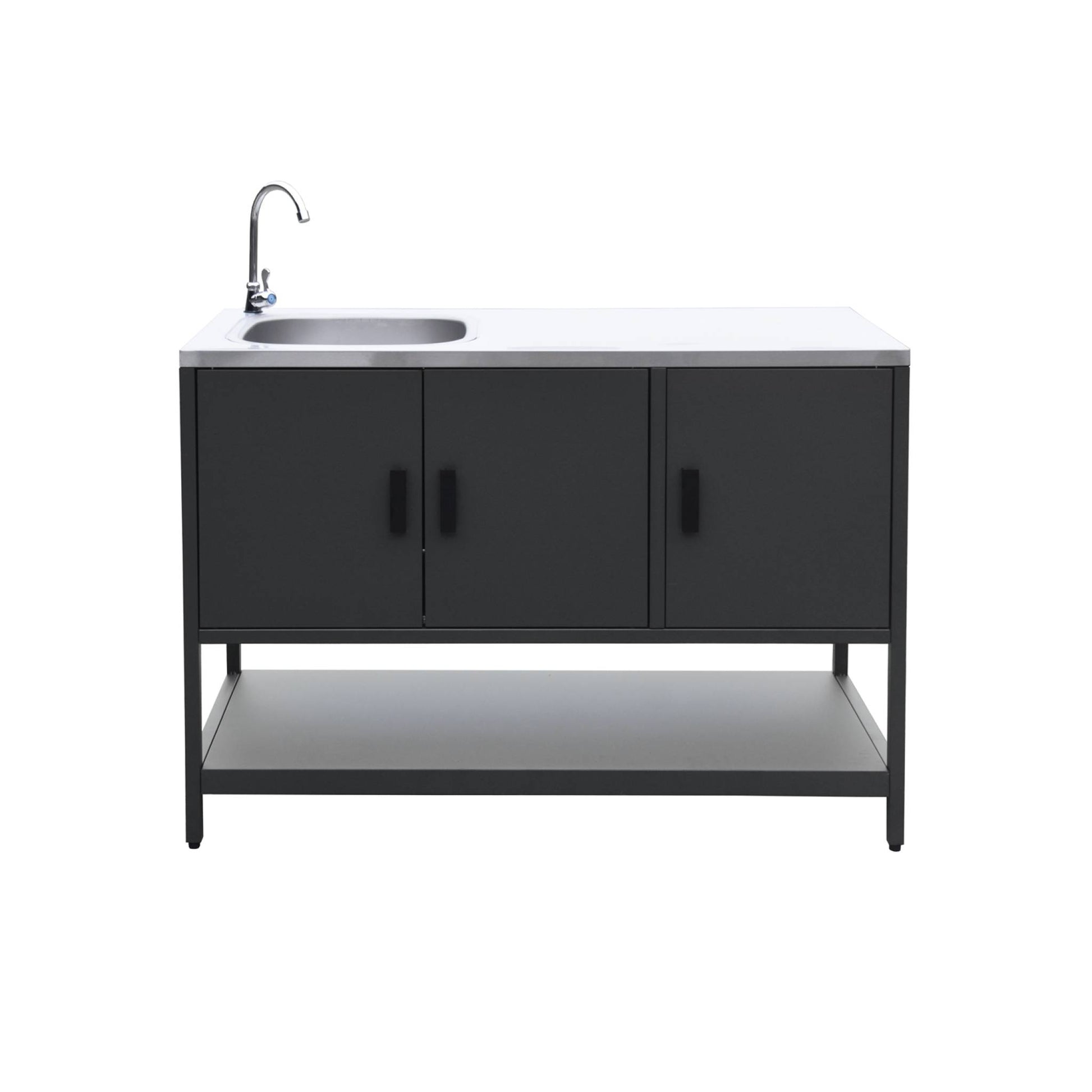 Mobile da esterno in acciaio con lavandino, 120cm, nero