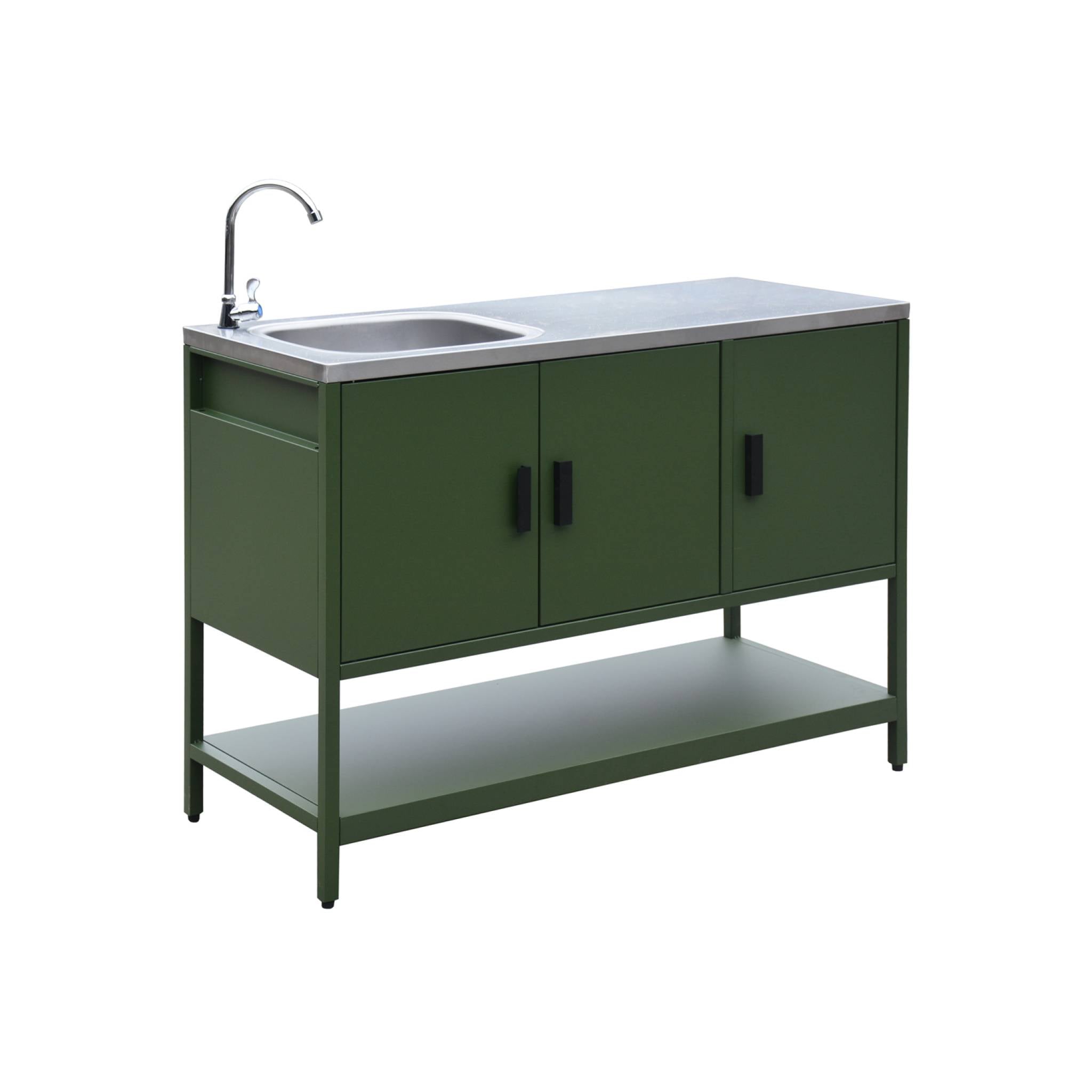 Mobile da esterno in acciaio con lavandino, 120cm, verde