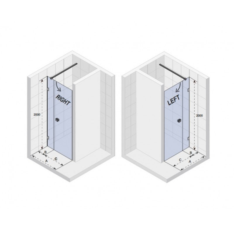 Porta doccia a battente dritta con cerniere cromate SCANDIC NXT 102 RIHO 90x200 cm