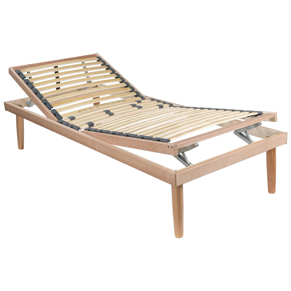 Rete letto in legno reclinabile manuale singola 80x190: doghe flessibili e regolatori di portanza - Comprarredo