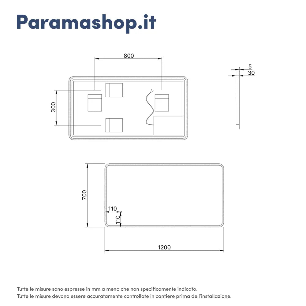 Specchio led bagno 70x120 cm reversibile con sensore touch-screen | Sham