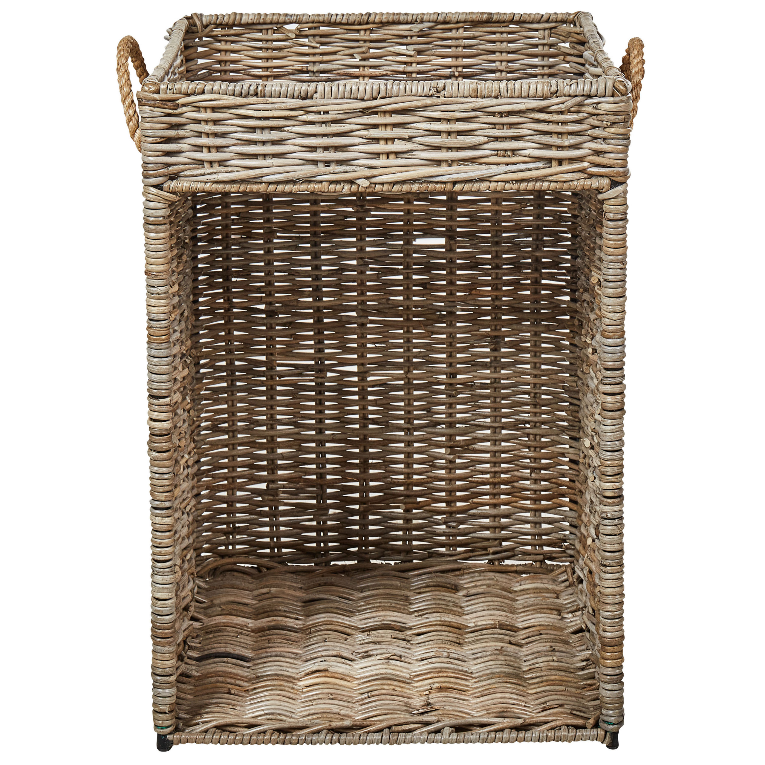 Tavolino in rattan naturale con piano di appoggio in vassoio con telaio in metallo e maniglie in corda fatto a mano soggiorno camera da letto